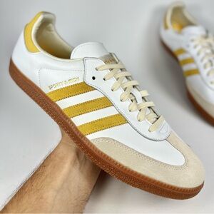 Adidas Samba OG x Sporty & Rich White Bold Gold Sneakers Size 13.5